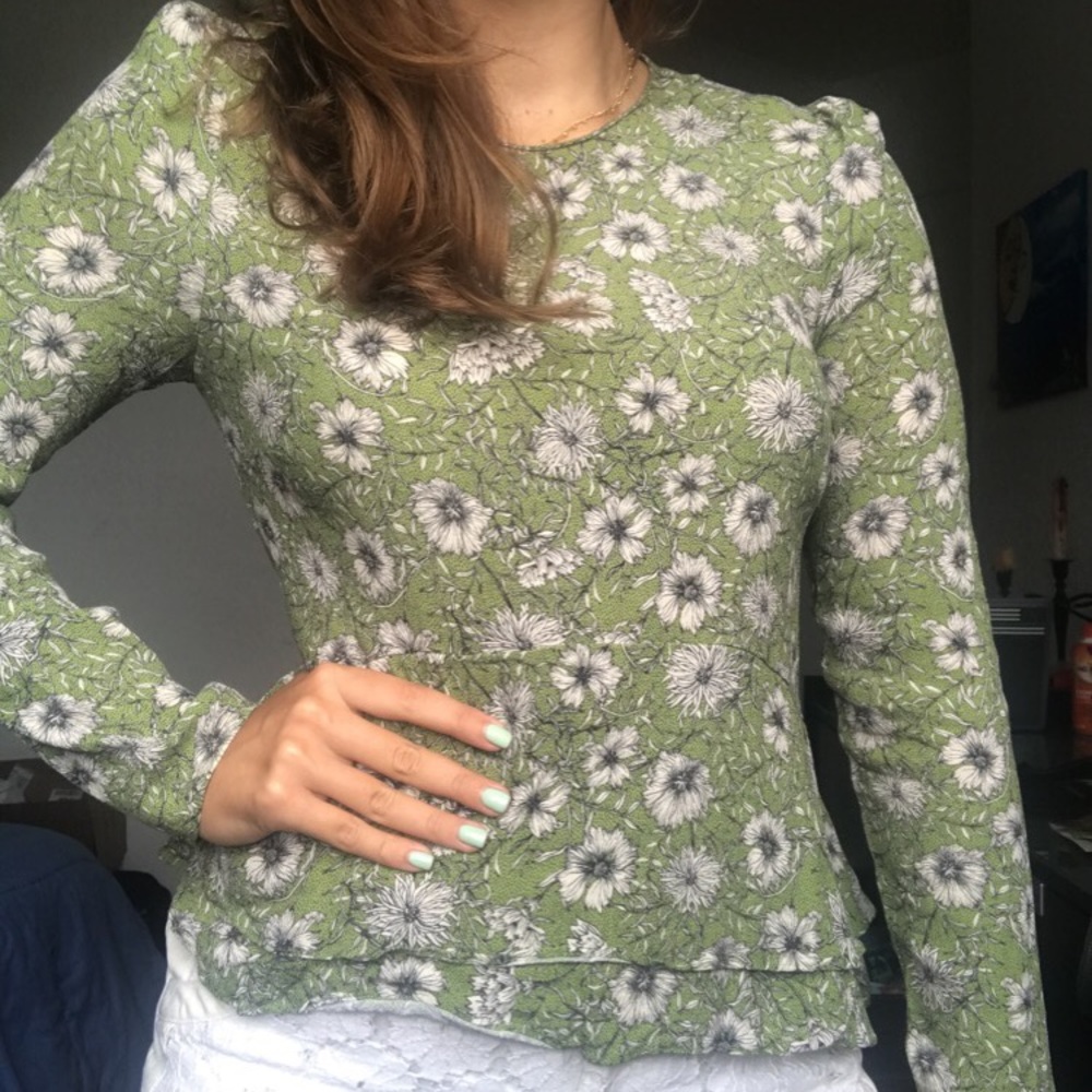 Green floral zara blouse